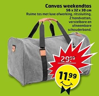 Aanbiedingen Canvas weekendtas - Huismerk - Trekpleister - Geldig van 30/05/2017 tot 04/06/2017 bij Trekpleister