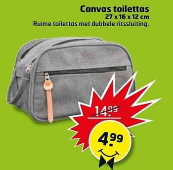 Aanbiedingen Canvas toilettas - Huismerk - Trekpleister - Geldig van 30/05/2017 tot 04/06/2017 bij Trekpleister