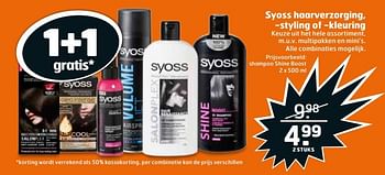 Aanbiedingen Shampoo shine boost - Syoss - Geldig van 30/05/2017 tot 04/06/2017 bij Trekpleister
