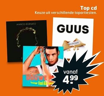 Aanbiedingen Top cd keuze uit verschillende topartiesten - Huismerk - Trekpleister - Geldig van 30/05/2017 tot 04/06/2017 bij Trekpleister