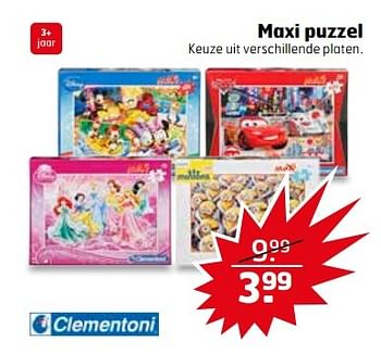 Aanbiedingen Maxi puzzel keuze uit verschillende platen - Clementoni - Geldig van 30/05/2017 tot 04/06/2017 bij Trekpleister