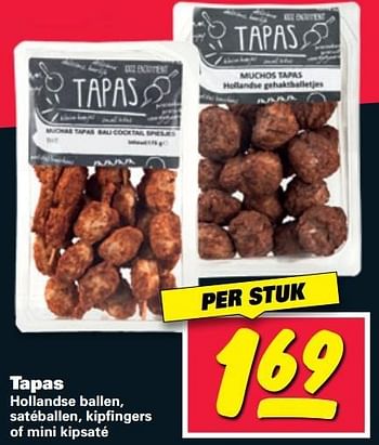 Aanbiedingen Tapas hollandse ballen, satéballen, kipfingers of mini kipsaté - Tapas - Geldig van 29/05/2017 tot 04/06/2017 bij Nettorama