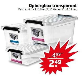 Aanbiedingen Opbergbox transparant - Huismerk - Trekpleister - Geldig van 30/05/2017 tot 04/06/2017 bij Trekpleister