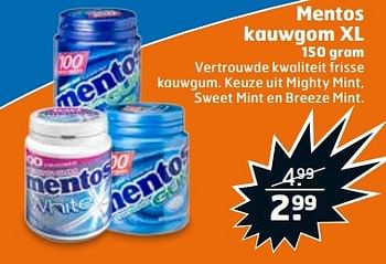 Aanbiedingen Mentos kauwgom xl - Mentos - Geldig van 30/05/2017 tot 04/06/2017 bij Trekpleister