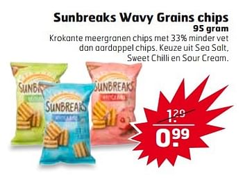 Aanbiedingen Sunbreaks wavy grains chips - Sunbreaks - Geldig van 30/05/2017 tot 04/06/2017 bij Trekpleister