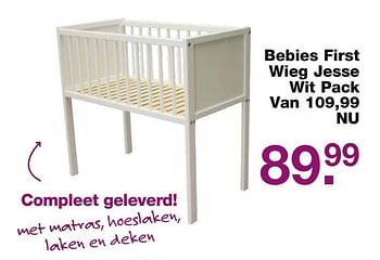 Aanbiedingen Bebies first wieg jesse wit pack - bebiesfirst - Geldig van 28/05/2017 tot 19/06/2017 bij Baby & Tiener Megastore