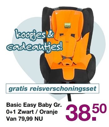 Aanbiedingen Basic easy baby gr. 0+1 zwart - oranje - Easy Baby - Geldig van 28/05/2017 tot 19/06/2017 bij Baby & Tiener Megastore