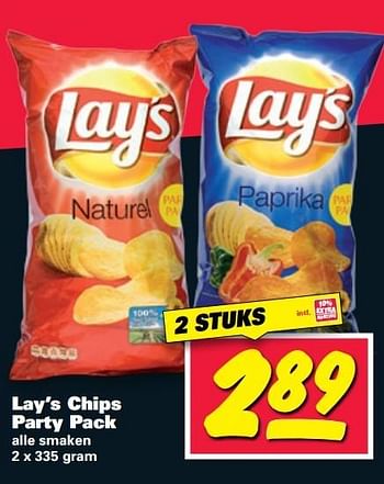 Aanbiedingen Lay`s chips party pack - Lay's - Geldig van 29/05/2017 tot 04/06/2017 bij Nettorama