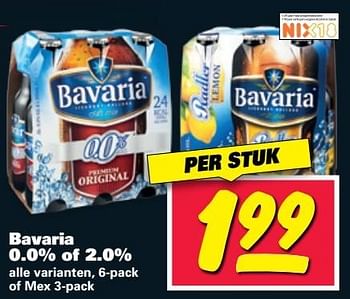 Aanbiedingen Bavaria 0.0% of 2.0% alle varianten of mex - Bavaria - Geldig van 29/05/2017 tot 04/06/2017 bij Nettorama