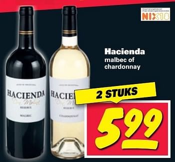 Aanbiedingen Hacienda malbec of chardonnay - Rode wijnen - Geldig van 29/05/2017 tot 04/06/2017 bij Nettorama