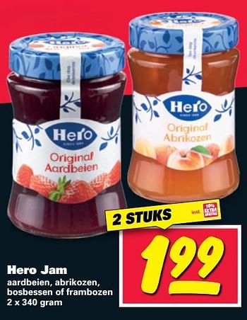 Aanbiedingen Hero jam aardbeien, abrikozen, bosbessen of frambozen - Hero - Geldig van 29/05/2017 tot 04/06/2017 bij Nettorama