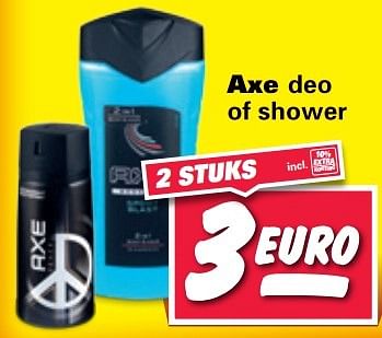 Aanbiedingen Axe deo of shower - Axe - Geldig van 29/05/2017 tot 04/06/2017 bij Nettorama