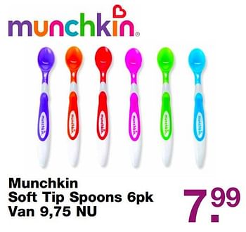 Aanbiedingen Munchkin soft tip spoons 6pk - Munchkin - Geldig van 28/05/2017 tot 19/06/2017 bij Baby & Tiener Megastore