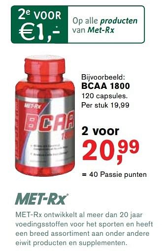 Aanbiedingen Bcaa 1800 - Met-Rx - Geldig van 29/05/2017 tot 18/06/2017 bij Holland & Barrett