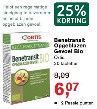 Aanbiedingen Benetransit opgeblazen gevoel bio - Ortis - Geldig van 29/05/2017 tot 18/06/2017 bij Holland & Barrett