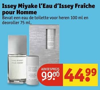 Aanbiedingen Issey miyake l`eau d`issey fraîche pour homme - Issey Miyake - Geldig van 30/05/2017 tot 11/06/2017 bij Kruidvat
