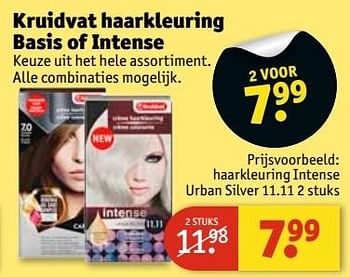 Aanbiedingen Haarkleuring intense urban silver - Huismerk - Kruidvat - Geldig van 30/05/2017 tot 11/06/2017 bij Kruidvat