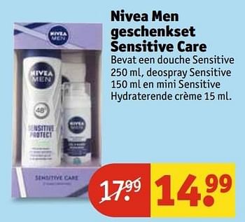 Aanbiedingen Nivea men geschenkset sensitive care - Nivea - Geldig van 30/05/2017 tot 11/06/2017 bij Kruidvat