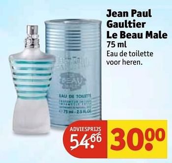 Aanbiedingen Jean paul gaultier le beau male - Jean Paul Gaultier - Geldig van 30/05/2017 tot 11/06/2017 bij Kruidvat