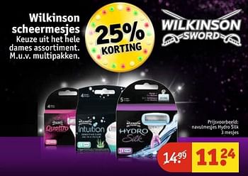 Aanbiedingen Navulmesjes hydro silk - Wilkinson - Geldig van 30/05/2017 tot 11/06/2017 bij Kruidvat