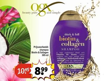Aanbiedingen Shampoo biotin + collagen - OGX - Geldig van 30/05/2017 tot 11/06/2017 bij Kruidvat