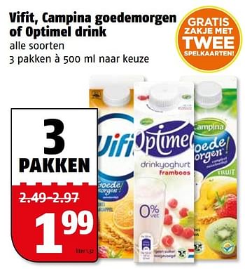 Aanbiedingen Vifit, campina goedemorgen of optimel drink - Huismerk Poiesz - Geldig van 29/05/2017 tot 05/06/2017 bij Poiesz