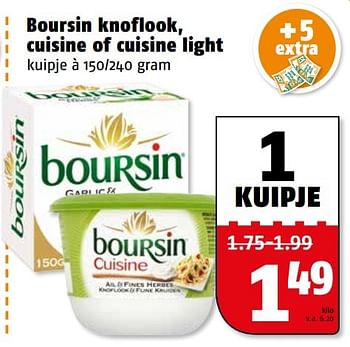 Aanbiedingen Boursin knoflook, cuisine of cuisine light - Boursin - Geldig van 29/05/2017 tot 05/06/2017 bij Poiesz