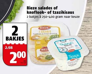 Aanbiedingen Bieze salades of knoflook- of tzazikisaus - Bieze - Geldig van 29/05/2017 tot 05/06/2017 bij Poiesz