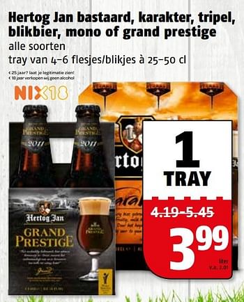 Aanbiedingen Hertog jan bastaard, karakter, tripel, blikbier, mono of grand prestige - Hertog Jan - Geldig van 29/05/2017 tot 05/06/2017 bij Poiesz