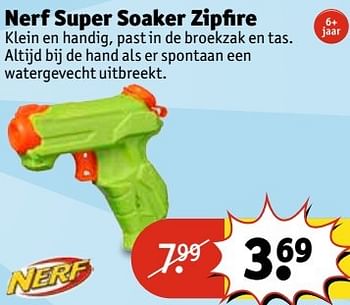 Aanbiedingen Nerf super soaker zipfire - Nerf - Geldig van 30/05/2017 tot 11/06/2017 bij Kruidvat