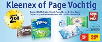 Aanbiedingen Kleenex zakdoekjes en page vochtig toiletpapier - Huismerk - Kruidvat - Geldig van 30/05/2017 tot 11/06/2017 bij Kruidvat