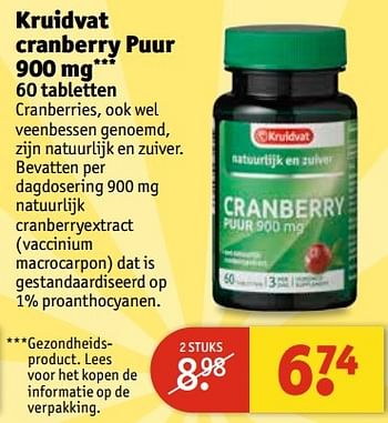 Aanbiedingen Cranberry puur - Huismerk - Kruidvat - Geldig van 30/05/2017 tot 11/06/2017 bij Kruidvat