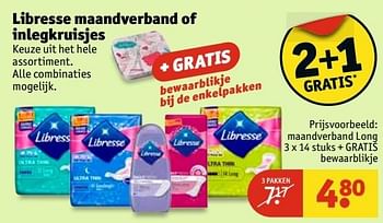 Aanbiedingen Libresse maandverband of inlegkruisjes - Libresse - Geldig van 30/05/2017 tot 11/06/2017 bij Kruidvat