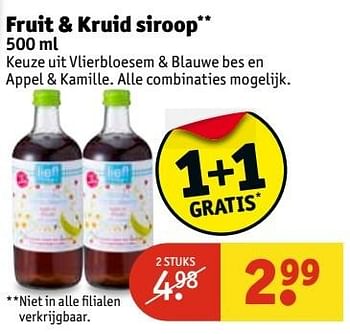 Aanbiedingen Fruit + kruid siroop - Lief! - Geldig van 30/05/2017 tot 11/06/2017 bij Kruidvat