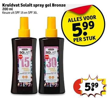 Aanbiedingen Kruidvat solait spray gel bronze - Huismerk - Kruidvat - Geldig van 30/05/2017 tot 11/06/2017 bij Kruidvat