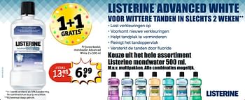 Aanbiedingen Mondwater advanced white - Listerine - Geldig van 30/05/2017 tot 11/06/2017 bij Kruidvat