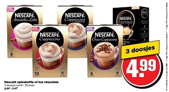 Aanbiedingen Nescafé oploskoffie of hot chocolate - Nescafe - Geldig van 31/05/2017 tot 06/06/2017 bij Hoogvliet