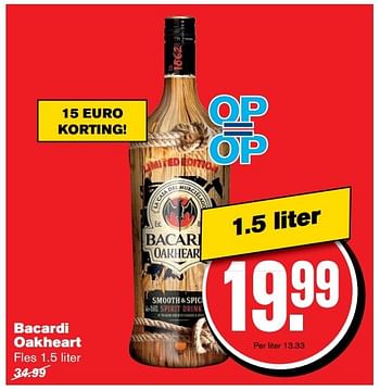 Aanbiedingen Bacardi oakheart - Bacardi - Geldig van 31/05/2017 tot 06/06/2017 bij Hoogvliet
