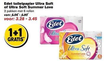 Aanbiedingen Edet toiletpapier ultra soft of ultra soft summer love - Edet - Geldig van 31/05/2017 tot 06/06/2017 bij Hoogvliet