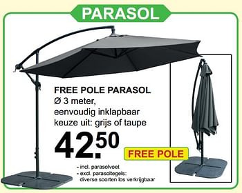 Aanbiedingen Free pole parasol - Huismerk - Van Cranenbroek - Geldig van 22/05/2017 tot 11/06/2017 bij Van Cranenbroek