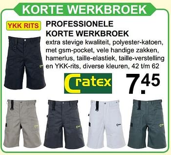 Aanbiedingen Professionele korte werkbroek - Cratex - Geldig van 22/05/2017 tot 11/06/2017 bij Van Cranenbroek