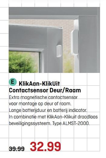 Aanbiedingen Klikaan-klikuit contactsensor deur-raam - KlikAanKlikUit - Geldig van 29/05/2017 tot 11/06/2017 bij Hubo