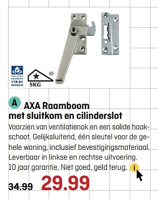 Aanbiedingen Axa raamboom met sluitkom en cilinderslot - Axa - Geldig van 29/05/2017 tot 11/06/2017 bij Multimate