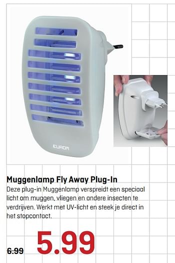 Aanbiedingen Muggenlamp fly away plug-in - Eurom - Geldig van 29/05/2017 tot 11/06/2017 bij Multimate