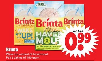 Aanbiedingen Brinta wake up naturel of havermout - Brinta - Geldig van 04/06/2017 tot 10/06/2017 bij Lekker Doen