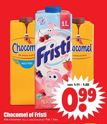 Aanbiedingen Chocomel of fristi - Huismerk - Dirk - Geldig van 04/06/2017 tot 10/06/2017 bij Lekker Doen