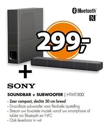 Aanbiedingen Sony soundbar + subwoofer htmt300 - Sony - Geldig van 03/06/2017 tot 11/06/2017 bij Expert