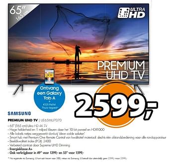 Aanbiedingen Samsung premium uhd tv ue65mu7070 - Samsung - Geldig van 03/06/2017 tot 11/06/2017 bij Expert