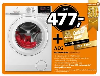 Aanbiedingen Aeg wasmachine l6fb84gw - AEG - Geldig van 03/06/2017 tot 11/06/2017 bij Expert