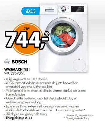 Aanbiedingen Bosch wasmachine wat28690nl - Bosch - Geldig van 03/06/2017 tot 11/06/2017 bij Expert